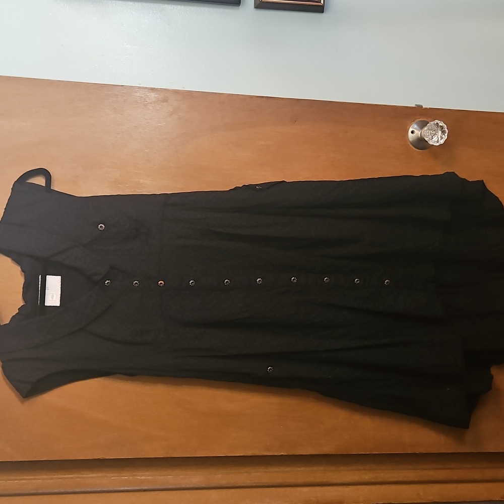 Anthropologie Postmark Black Four Corners Sleeveless Button-Up Dress Sz 10